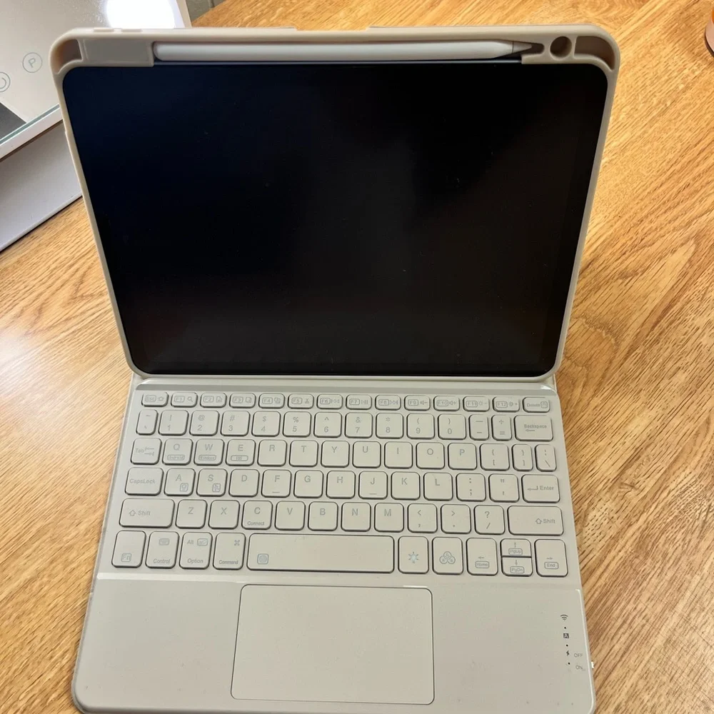 Beige iPad Air Keyboard Case with Stand and keyboard